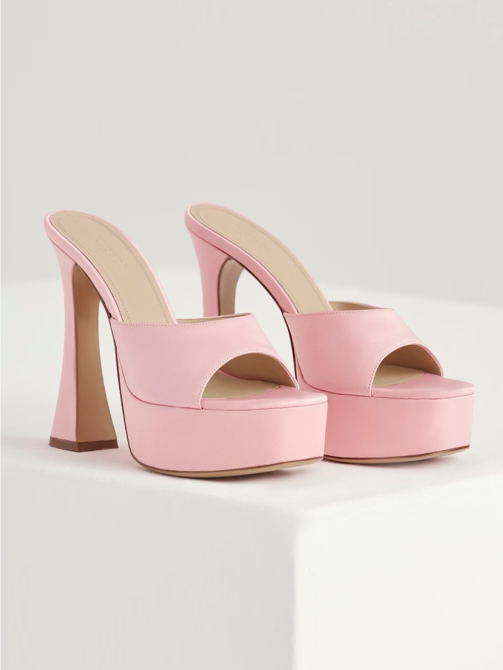 House of CB ALESSANDRA Pink Satin Platform Mules Size 37